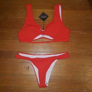 Zaful: Ribbed Cutout Bikini Set